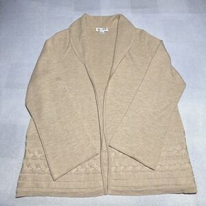 Pendleton Brown Tan Merino Wool Open Front Cardigan‎ Sweater Womens Size XL